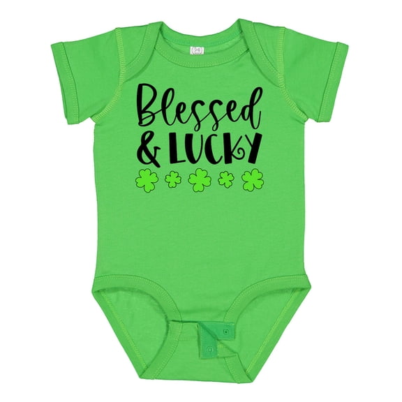 Inktastic Blessed and Lucky 4 Leaf Clovers St. Patrick's Day Boys or Girls Baby Bodysuit