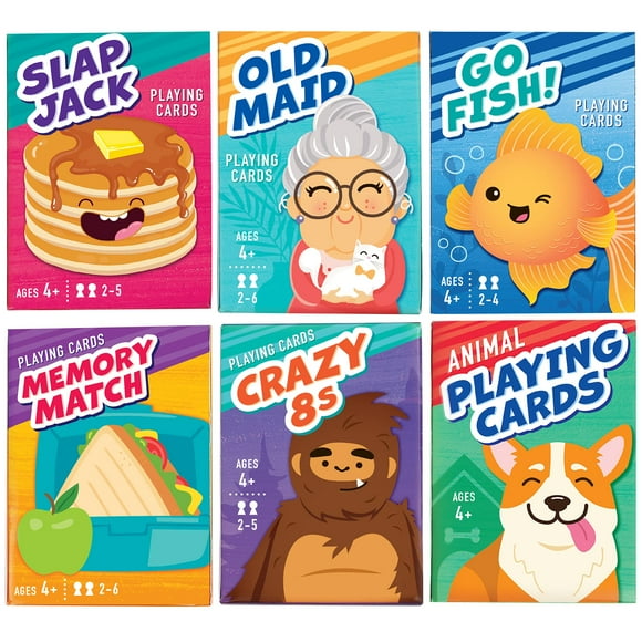 Juegos de cartas LotFancy 6 Decks Go Fish Old Maid Crazy Eights Kids