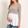 thumbnail image 5 of Bearsland Women's Maternity Clothes Nursing Top Crew Neck Long Sleeve Color Block Knit Breastfeeding Shirt, 5 of 7