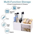 thumbnail image 3 of Pencil Pen Holder for Desk, Plastic Office Desk Accessories Organizer, Business Card/Mobile Phone/Stationery Holder Storage Box, White, 3 of 7