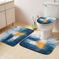 thumbnail image 2 of Navy Blue Yellow Bath Mat 3 Piece Bathroom Rug Set, Modern Oil Painting Art Abstract Non Slip Bath Rug Contour Mat and Toilet Lid Cover, Absorbent Shower Mats Soft Bath Rugs and Mats Sets, 2 of 8