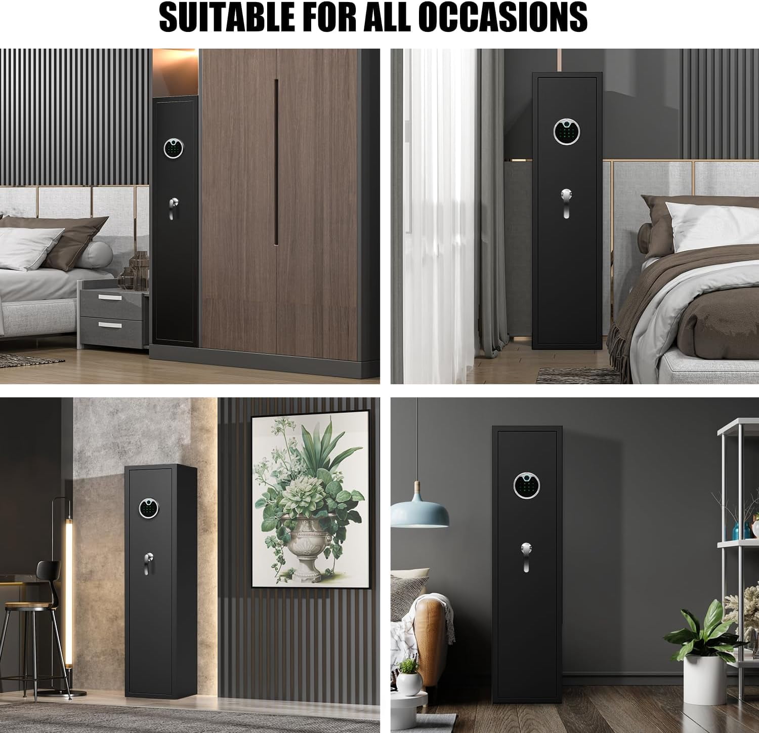 Riflevault High Tech Intelligent 5 Gun Safe with Dual Alarm System, 11.02" x 11.81" x 54.33", Steel
