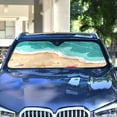 thumbnail image 4 of Universal Fit Accordion Auto Sunshade Windshield Sunshade 57'' x 31.5'' Waves and Seashells, 4 of 8