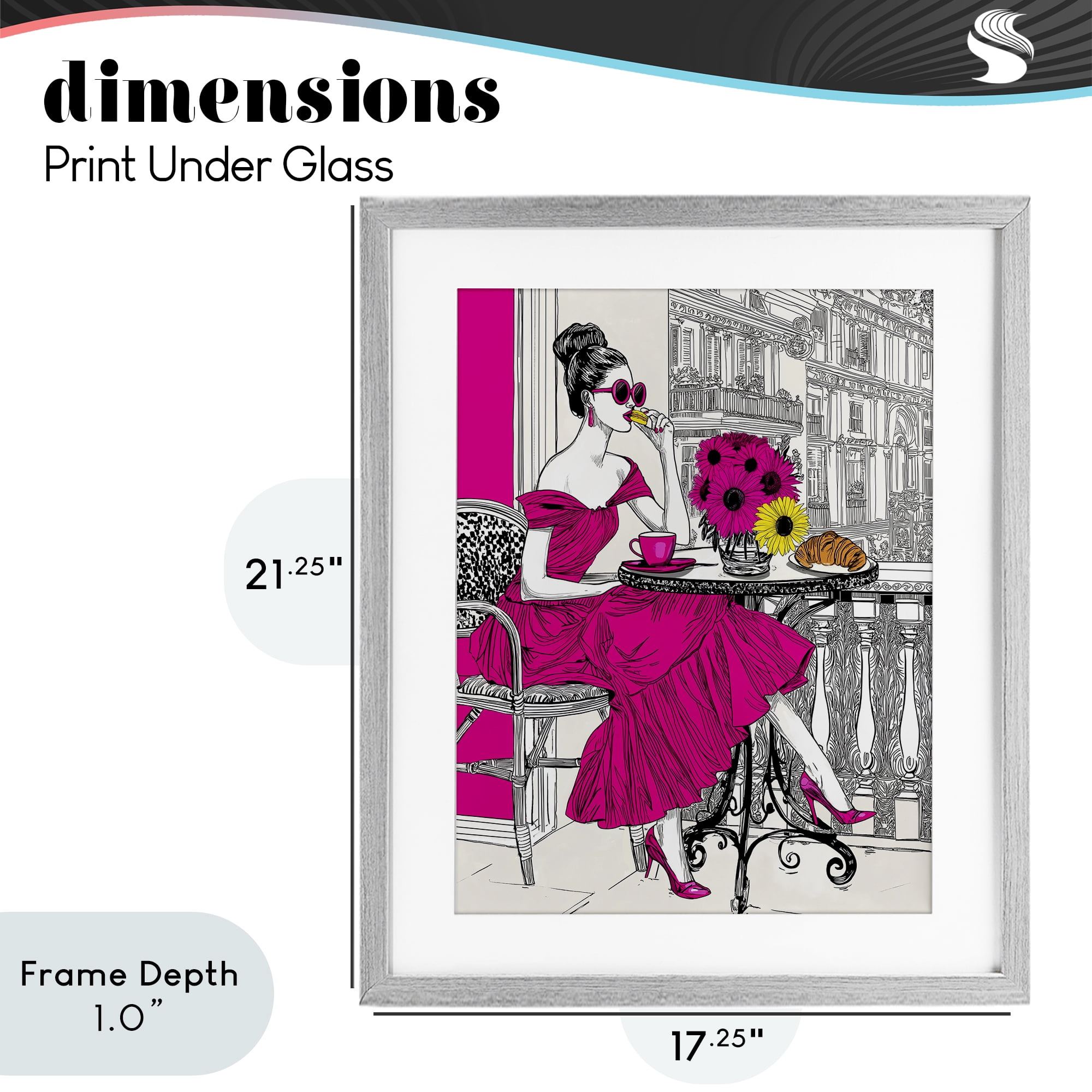 Stupell Industries Glamorous Brunch on Balcony Gray Framed Print Under Glass, design by Jess Stempel