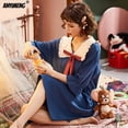 thumbnail image 4 of Camisón de cuello de muñeca estilo princesa para mujer, Tops de algodón, camisas de dormir Kawaii para niña, lencería de manga corta para mujer, 4 of 4