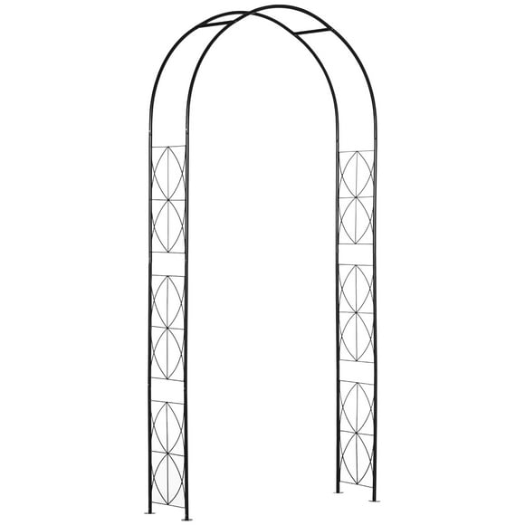 Outsunny 7.5FT Vintage Garden Arch, Patio Arbor Metal Trellis Support Black