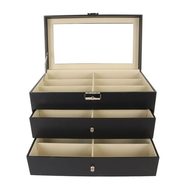 Organisateur de Lunettes à Fente, Organisateur de Lunettes Multiples Boîte de Rangement pour 18 Lunettes Tiroir de Rangement pour Lunettes Fonctionnalité Intelligente