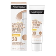 (2 pack) Neutrogena Purescreen Tinted Sunscreen SPF 30, Mineral Face Sunscreen, Medium, 1.1 fl. oz