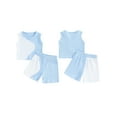 thumbnail image 3 of Elippeo 2Pcs Baby Girl Summer Outfits 9 12 18 24 Months 3 4 Years Sleeveless Patchwork Tank Tops + Shorts Set Toddler Clothes, 3 of 10