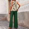 thumbnail image 6 of VIWORLD Women's Printed 2-Piece Outfit Sleeveless Halter Top Wide Leg Trousers Set Summer Casual Streetwear Green A，M, 6 of 6