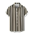 thumbnail image 5 of Tops for Men Plus Size Short Sleeve Lapel Button Stripe Color Block Printing Casual Turndown Collar Shirt Blouse Beige XXXXXL, 5 of 6
