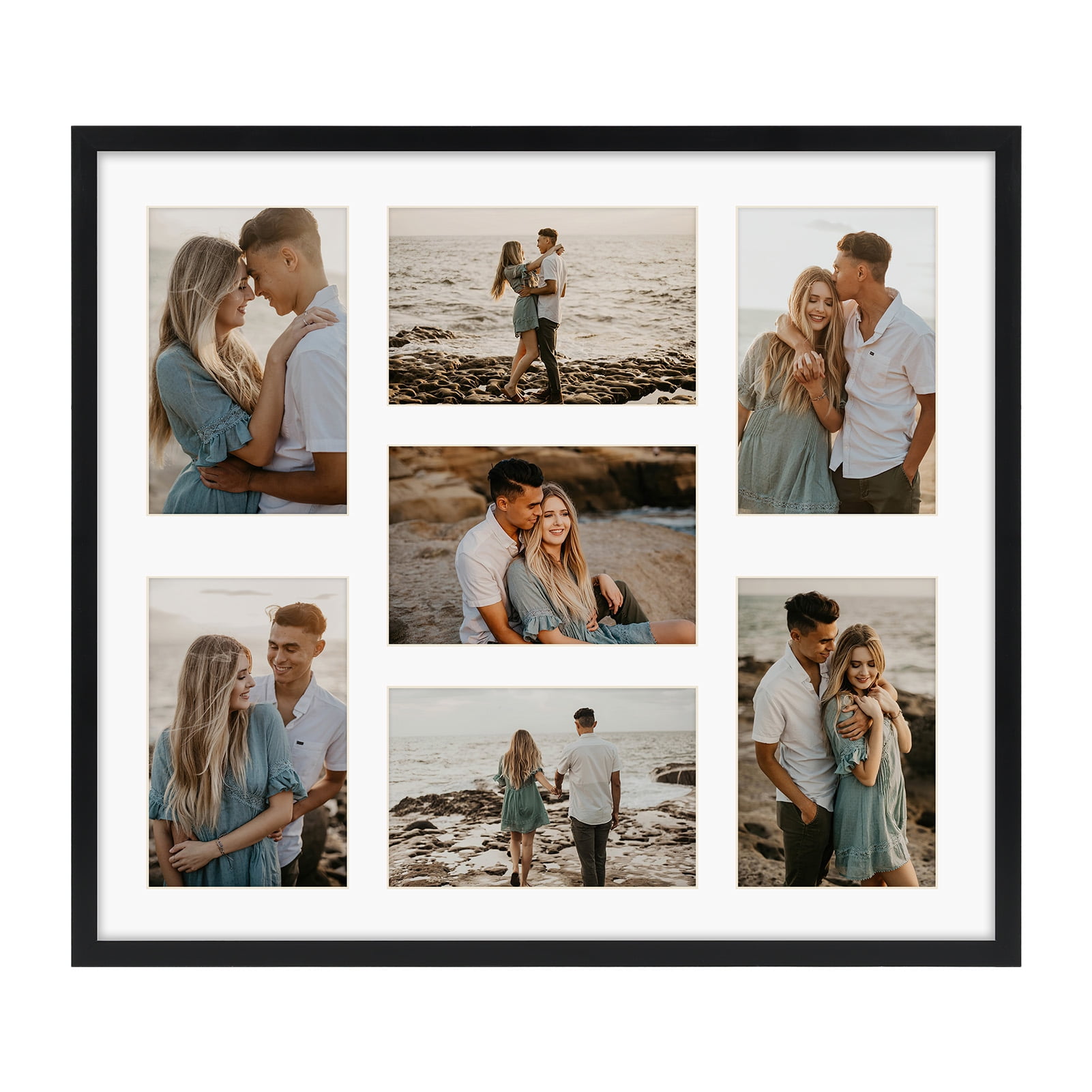 7 Opening 4x6 Collage Picture Frame, Black Photo Frame with Mat Horizontal and Vertical for Wall Mounted