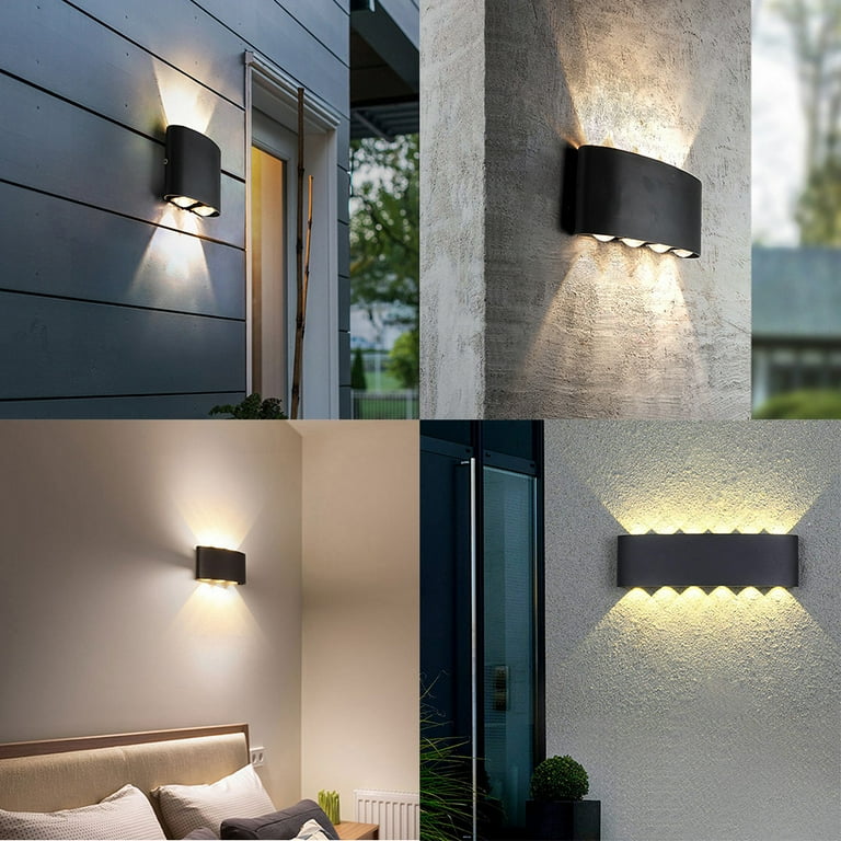 Skksst Aluminum Modern Wall Lamp 8W LED Wall Sconce Warm White Up Down Wall Lights for Outdoor Indoor Bathroom Bedroom Living Room Porch
