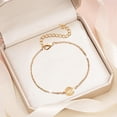 thumbnail image 2 of Bracelets 1 Gold Plated Stainless Steel Initial Charm Disc Name Bracelet for Women Girls Elegant Delicate Jewelry,19 cm,Gold V, 2 of 9