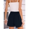 thumbnail image 7 of Chiclily Womens Summer Casual Shorts Lounge Beach Shorts Elastic High Waisted Drawstring Shorts with Pockets, Navy Blue Size L, 7 of 7