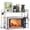 2 tier White, variant on Expandable Microwave Stand 2 Tier Metal Kitchen Countertop Organizer Shelves With 8 Hooks Bakers Rack Shelf Oven 55lbs Weight Capacity
