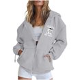 thumbnail image 1 of Puntoco Mujer Halloween Moda Cremallera V-Cuello Jersey Tops Manga Larga Impresión Con Capucha Blusa Sudadera Puntoco Puntoco-2326, 1 of 3