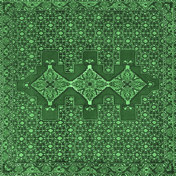 Ahgly Company Indoor Square Persian Emerald Green Traditional Area Rugs, 8' Square