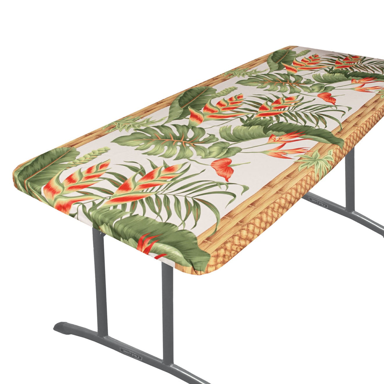 Hi Kalama Collection Hi Tablecloth 6ft Luau Hawn Flower White