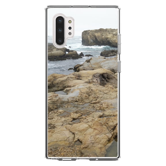 DistinctInk Clear Shockproof Hybrid Case for Galaxy Note 10 PLUS (6.8" Screen) - TPU Bumper, Acrylic Back, Tempered Glass Screen Protector - Point Lobos Reserve