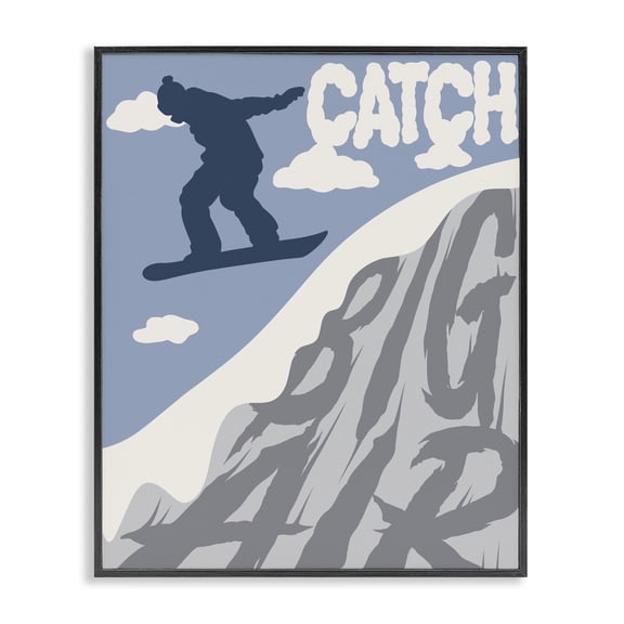 Catch Big Air Snowboard Black Framed Giclee Art, design by Marcus Prime
