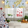 thumbnail image 5 of 2 Pack Valances for Window, Forsythia Flowers Short Curtains for Kitchen Bedroom Living Room, Spring Yellow Floral Hummingbird Blue Plaid Rod Pocket Small Window Treatment Valance Drapes 42 x 18 Inch, 5 of 8