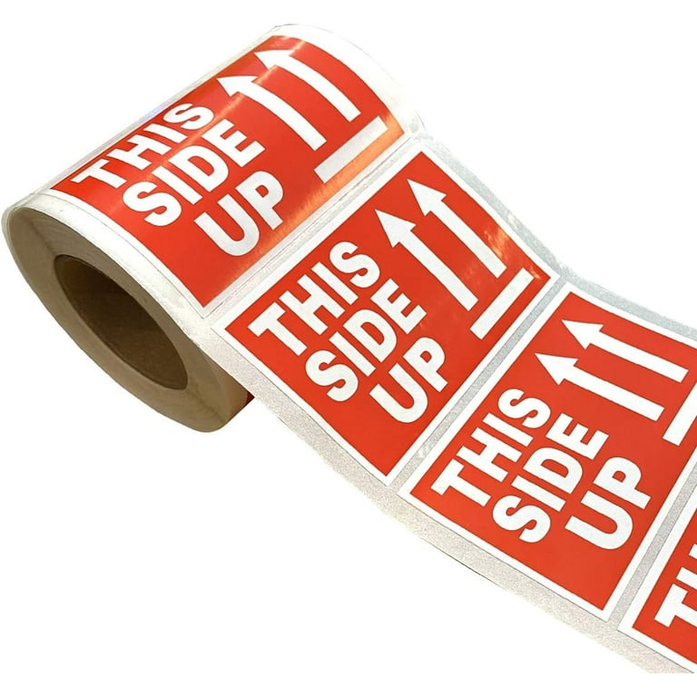 This Side Up Warning Stickers for Shipping 2X3inch Permanent