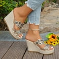 thumbnail image 6 of IUJSOY White Platform Sandals for Women Elegant Rhinestone Slip on Wedges Heels Chunky Dress Shoes, 6 of 7