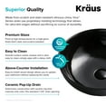 thumbnail image 6 of KRAUS Viva Round Black Porcelain Ceramic Vessel Bathroom Sink with Pop-Up Drain, 16 1/2 in. D x 5 1/2 in. H, 6 of 16