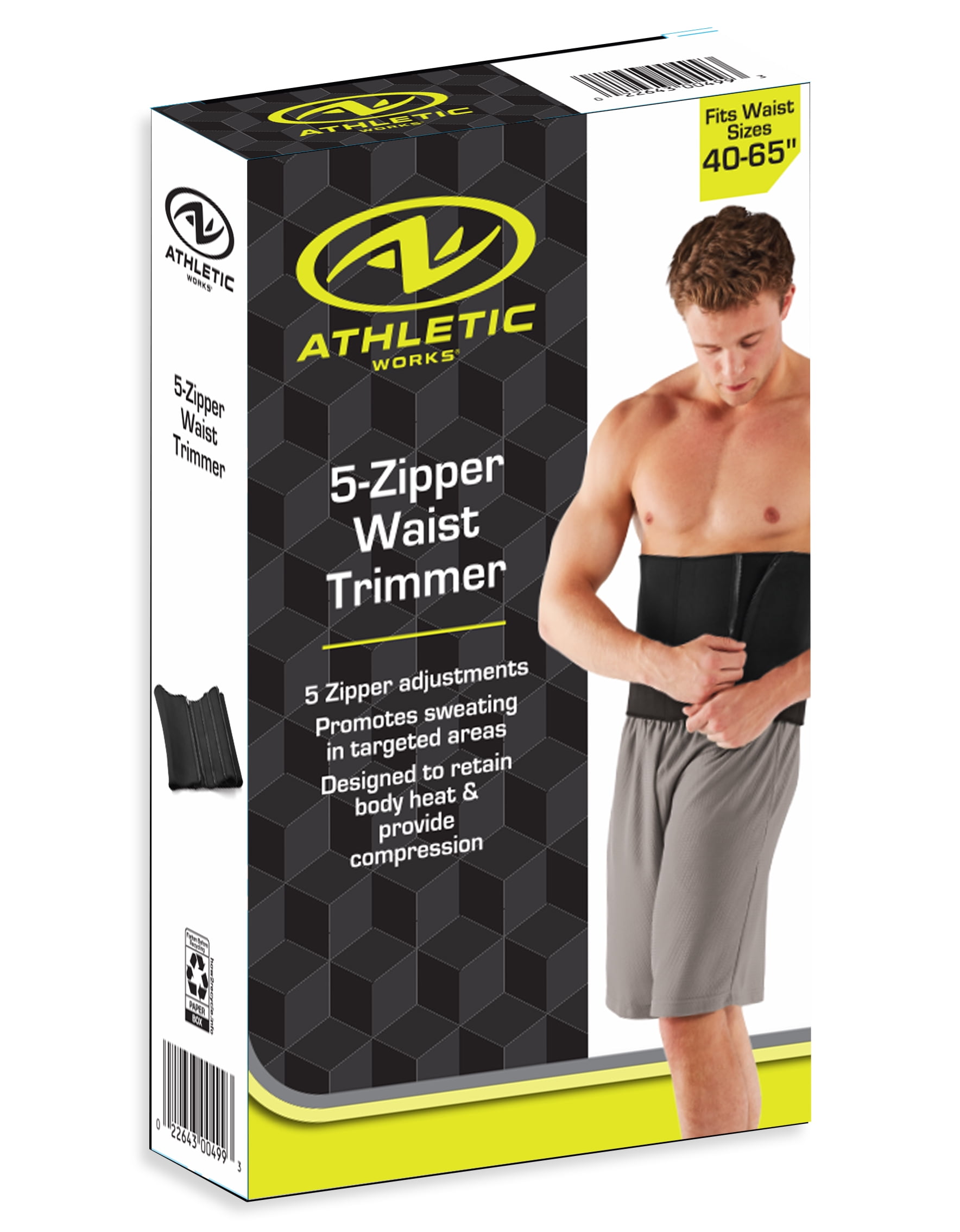 Athletic Works 5-Zipper Waist Trimmer Belt, Black 