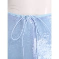 thumbnail image 5 of Haitryli Women's Sparkle Sequin Pants Drawstring Waist Wide Leg Straight Leg Long Pants for Nightclub Light Blue S, 5 of 6