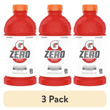 (3 pack) Gatorade Zero Sugar Thirst Quencher Fruit Punch 28 fl oz