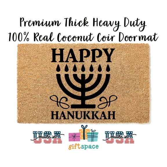 Doormat Happy Hanukkah Door Mat Chanukah Gift Hanukkah Gift Sameach Ma (18" x 30") #3272