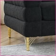 thumbnail image 2 of Modern Streamline 2-Piece 3-Seater Teddy Fabric Combination Sofa - Black, Solid Wood Frame | Black | Teddy | Wood, 2 of 17