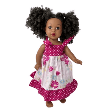 Doll Clothes Superstore Pink Flower And Dot Trim Sundress Compatible With 18 Inch Girl Dolls