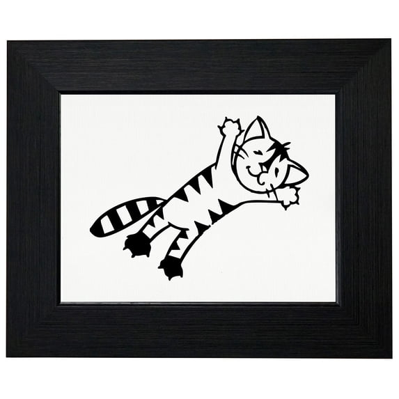 Cat Catapulted Onto Shirt - Cute Framed Print Poster Wall or Desk Mount Options