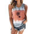 thumbnail image 1 of Más Tamaño Camisetas Sin Mangas Para Las Mujeres casual para mujer Impresión de diente de león Cuello redondo Tie Dye Tank Chaleco sin mangas Camiseta Blusa Tops (Grey, XXL), 1 of 4