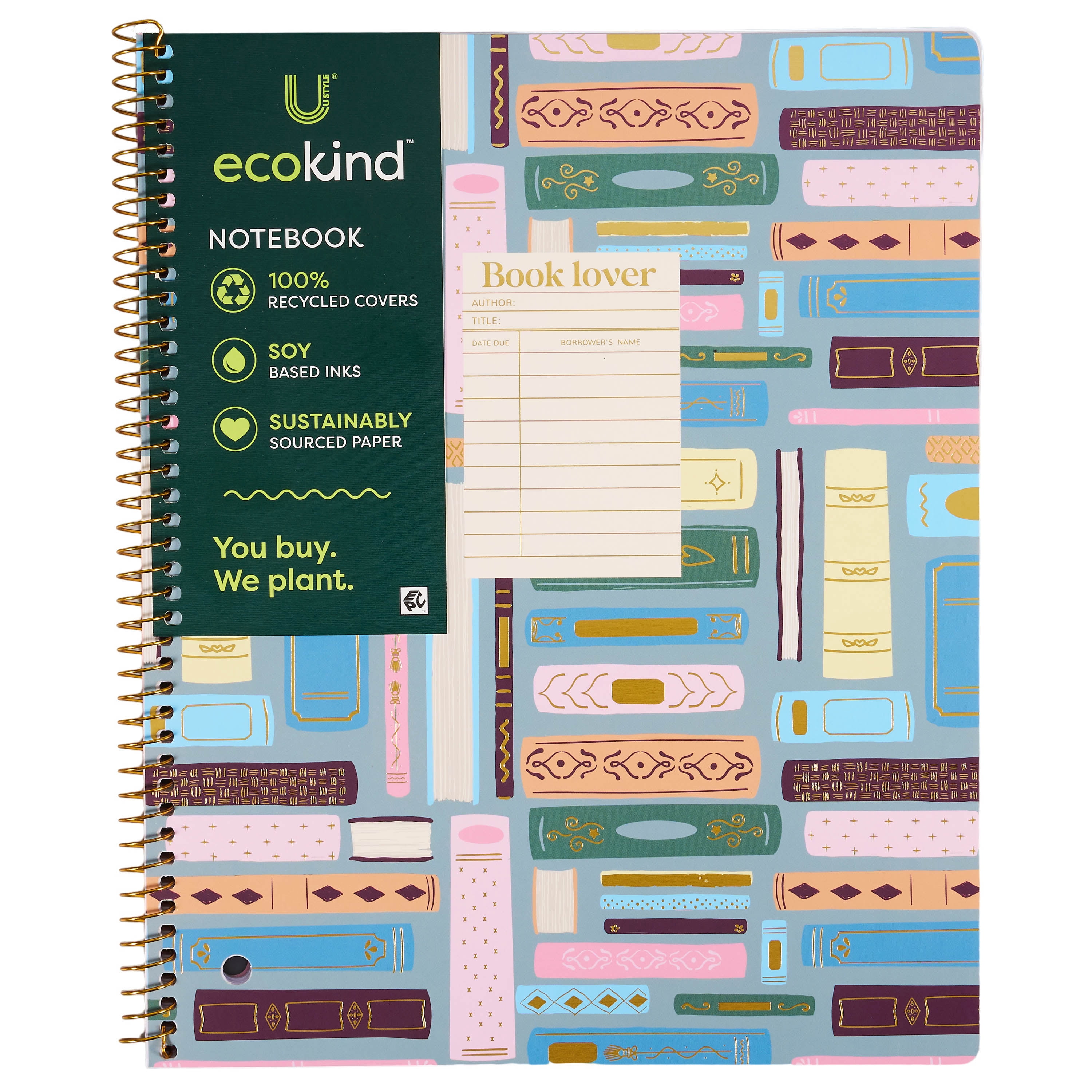 (2 pack) Ecokind by U Style Book Lover 1 Subject Notebook, 10.5" x 8.5", 80 Sheets, College Rule