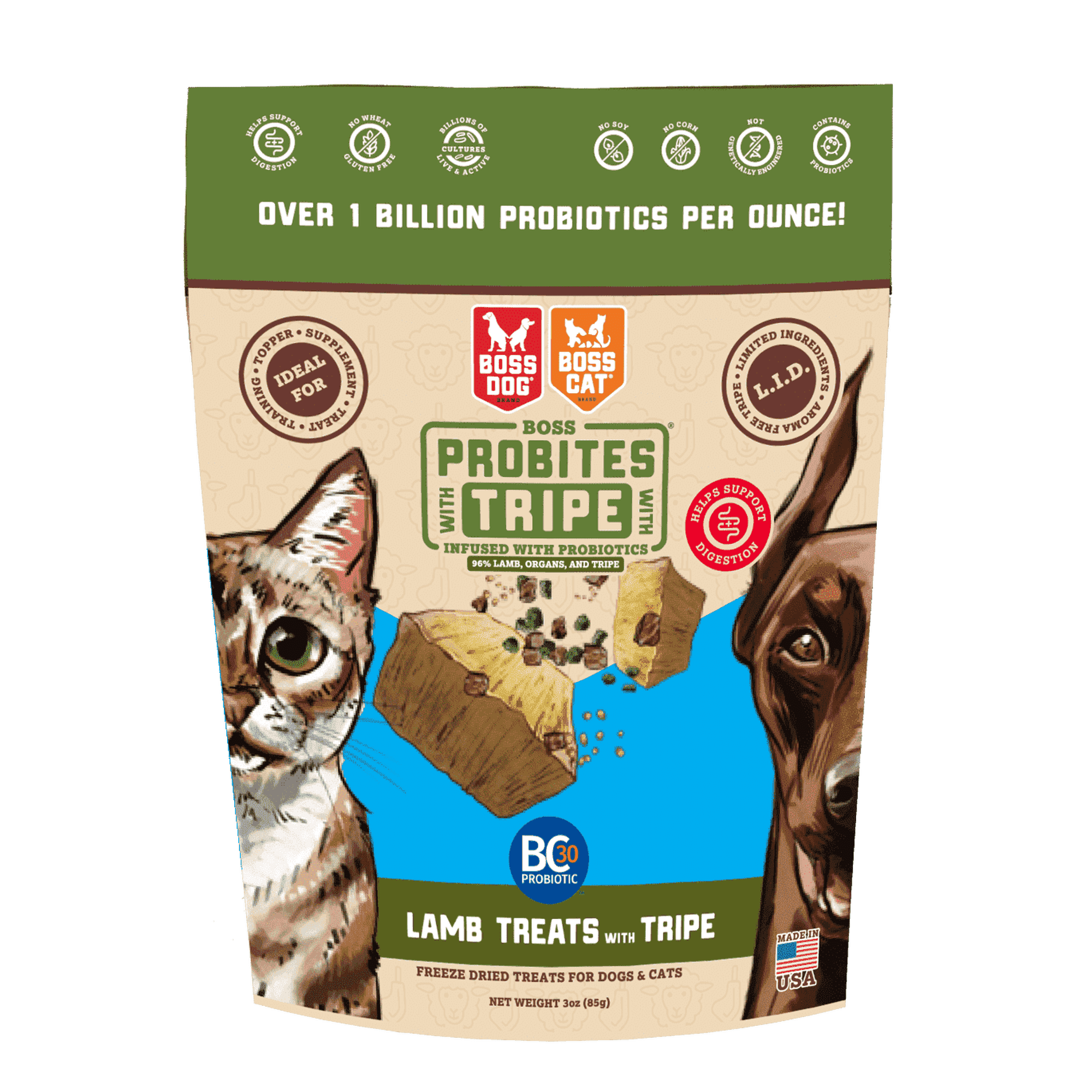 Boss Nation, Freeze Dried Cat & Dog Treats, Lamb Flavor, 3oz