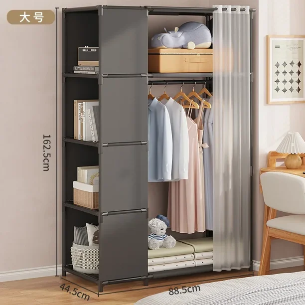 Armario a prueba de polvo, dormitorio, fácil montaje, gabinete de almacenamiento, armario colgante, habitación de alquiler, armario pequeño, estante de almacenamiento multicapa