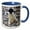 Blue/White, variant on 3drose, Antarctica. Adelie Penguin Gathers a Pebble for a Nest., 11oz Two-tone Red Mug