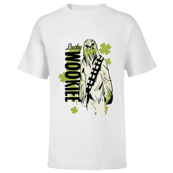 Star Wars Chewbacca Lucky Wookiee Shamrock St. Patrick’s Day - Short Sleeve T-Shirt for Kids - Customized-White