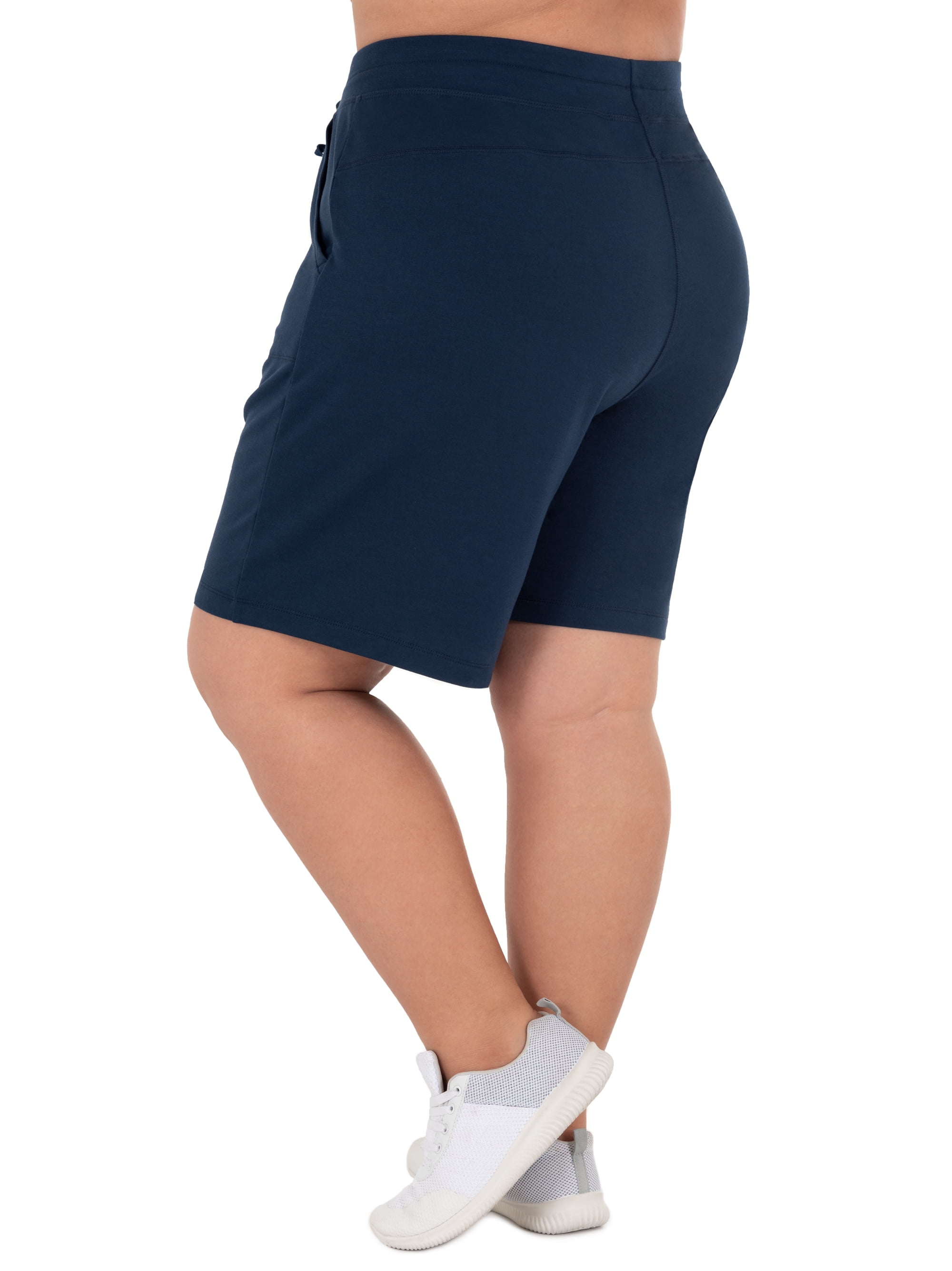 Athletic Works Women's Plus Size 9" French Terry Drawstring Lounge Shorts, Size 1X-5X