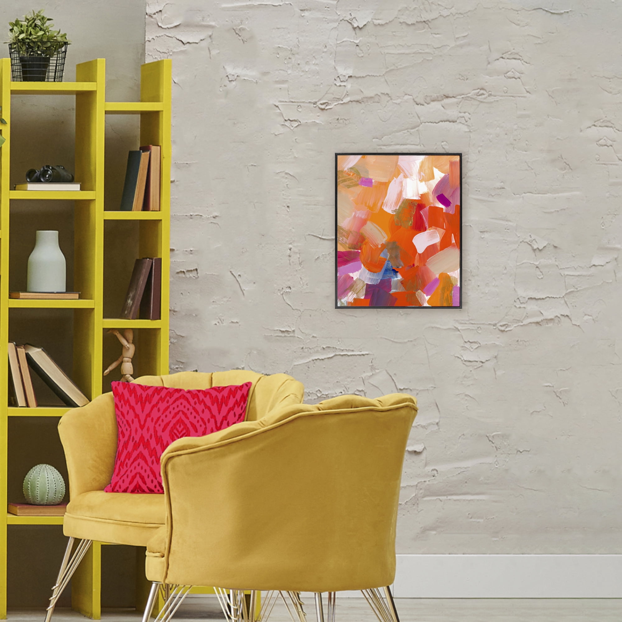 Stupell Industries Confetti Petals Abstraction Black Framed Giclee Art, design by Lanie Loreth