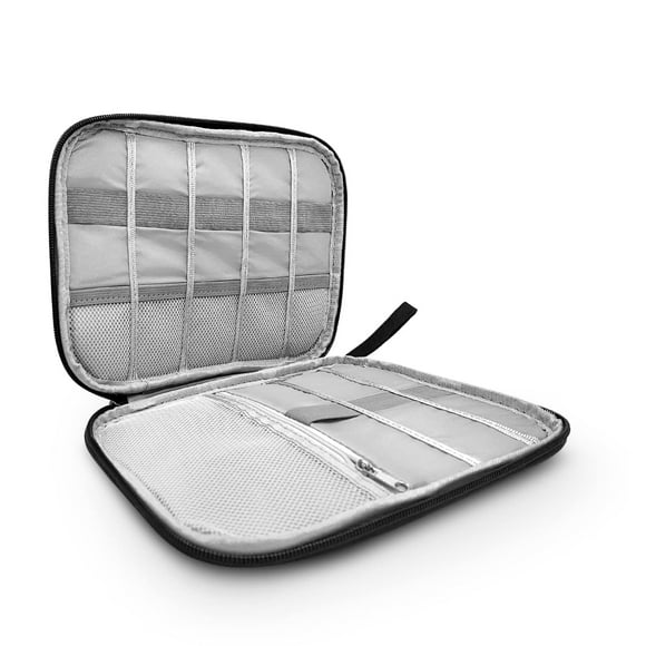 Toolbay Cable Cord Organizer Bag - for Charging Cord Storage, Charger, Cables, Small Electronics, SD Card, Cord Storage and Accessory Bag, Grey, for Travel, business, Work and School (Black)