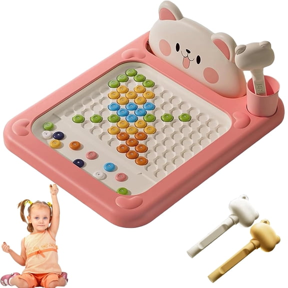 Cartoon Magnetic Drawing Board – Shiba & Bear Dot Art Color Matching Magnet Dot Beads Board Cute Doodle Drawing Pad Tablet with Pen Creative Draw Boards Adult Travel Home Gift(Dog,Small)