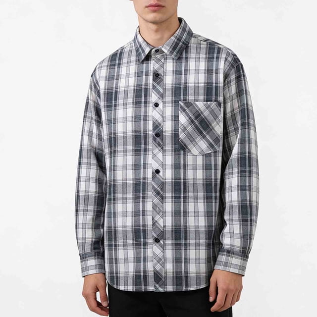 Ceisia Men's Oversize Plaid Polyester-Cotton Long-Sleeve Button-Down Shirt for Spring/Summer Casual Gift