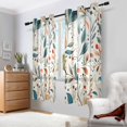 thumbnail image 2 of Yayeee Window Curtains Set of 2 for Living Room Light Filtering 63"x42", Beige Whimsical Leaves, 2 of 7