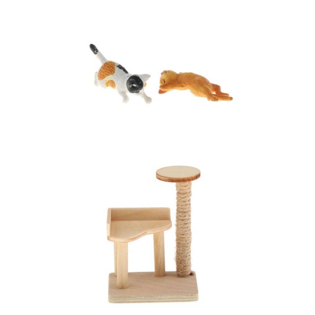 1/12 Dollhouse Mini Modern Con 2pcs Cat perfke Miniaturas de casa de muñecas