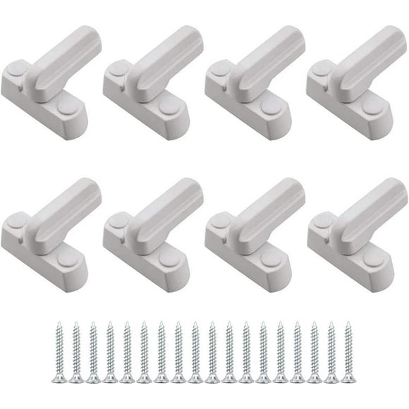 8Pcs Window Locks T-Sash Blocker Plastic Steel Casement Door and Window Lock Window Anti-Theft Lock White Window Jammer
